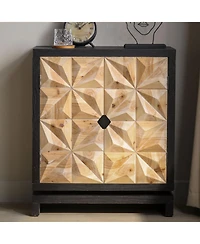 Streamdale 3D Geometric Carved Double-Door Cabinet