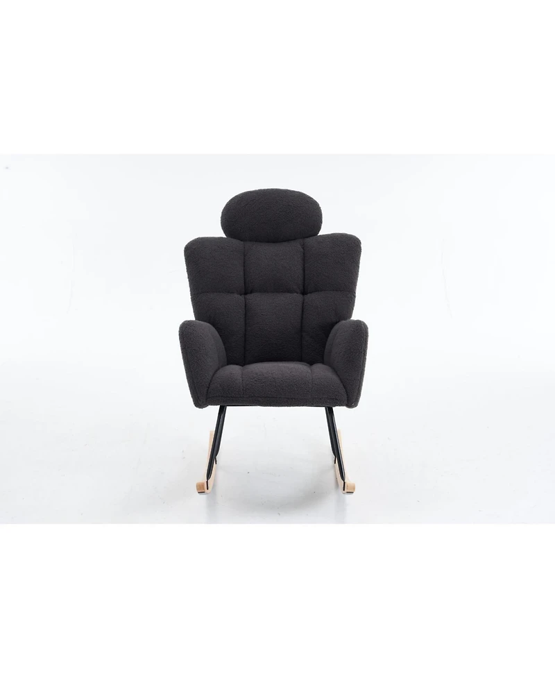 Streamdale Mid Century Modern Rocking Glider Chair with Teddy Fabric Upholstery