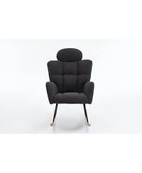 Streamdale Mid Century Modern Rocking Glider Chair with Teddy Fabric Upholstery