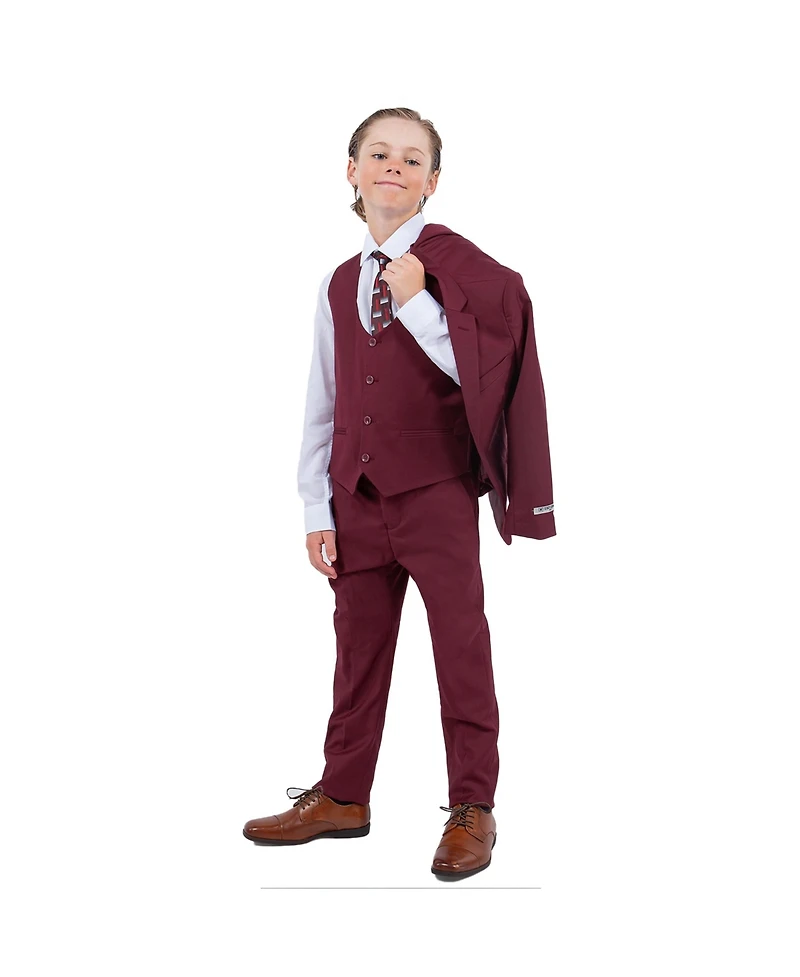 Stacy Adams Little Boys Burgundy 5 Pc Suit