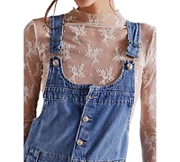 Free People Women's Edie Denim Cotton Overalls Dress