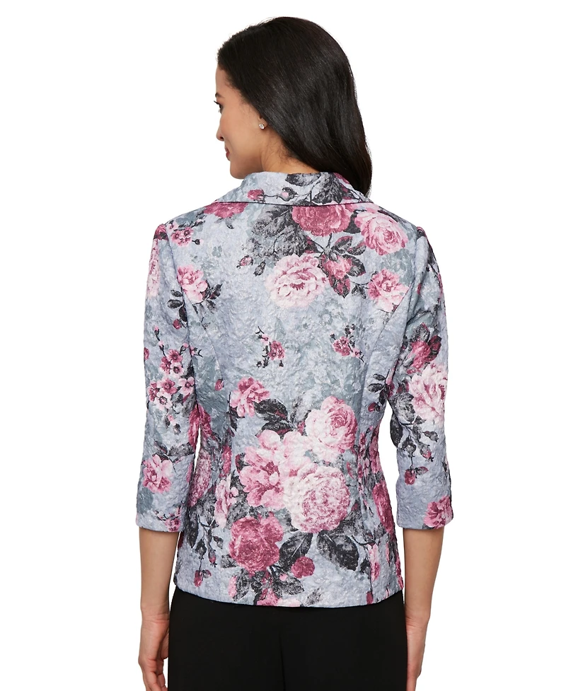 Alex Evenings Petite 3/4-Sleeve Printed Jacquard Jacket