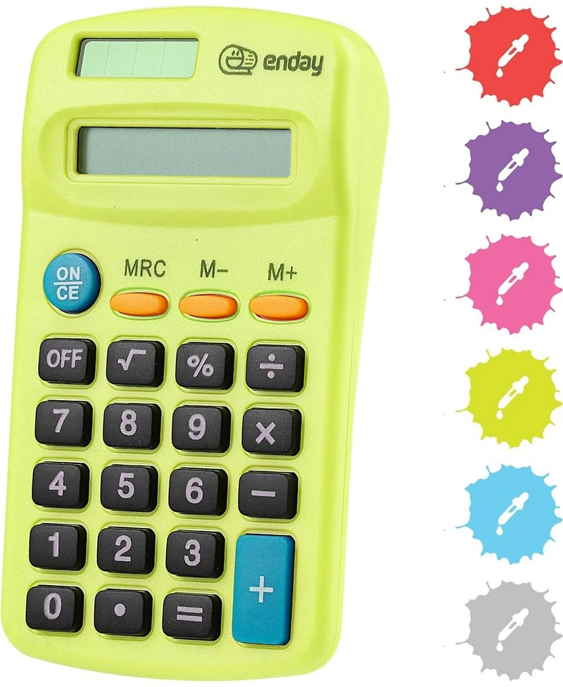 Calculator Pink, Basic Small Solar and Battery Operated, Large Display Four Function, Auto Powered Handheld School Kids, 1 Pk –