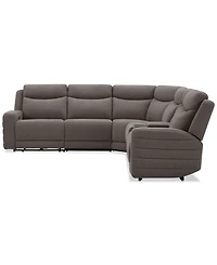 Kristyan -Pc. Fabric Sectional with 2 Power Recliners and Console