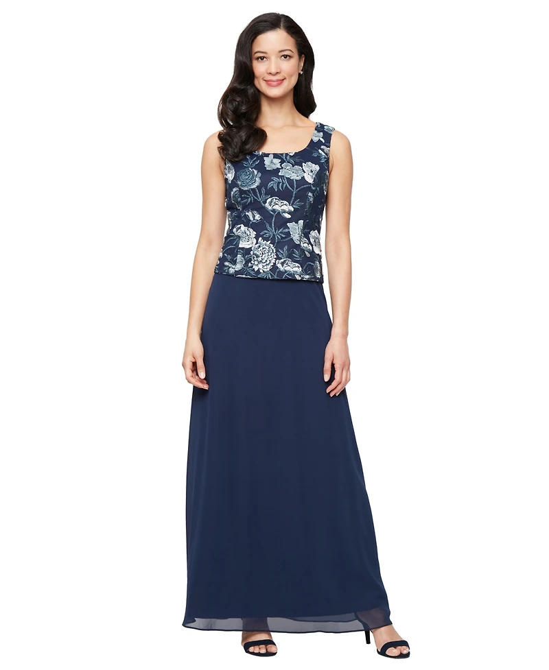 Alex Evenings Women's Stretch Tulle Jacket Dress