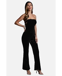 Bebe Women's Strapless Velvet Jumpsuit