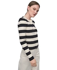 Dkny Jeans Women's Striped Cropped Cardigan Sweater