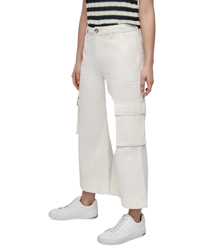 Dkny Jeans Women's High Rise Wide-Leg Cropped Utility