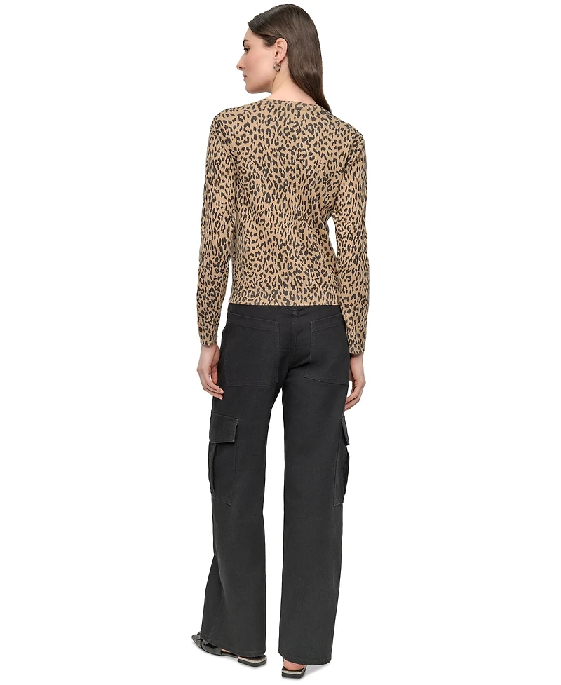 Dkny Jeans Women's Cheetah-Print Cardigan Sweater