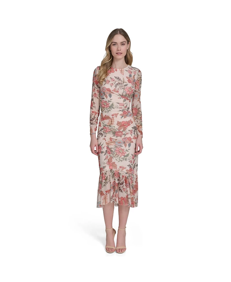 Vince Camuto Women's Printed Mesh Bodycon Midi Dress