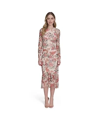 Vince Camuto Women's Printed Mesh Bodycon Midi Dress