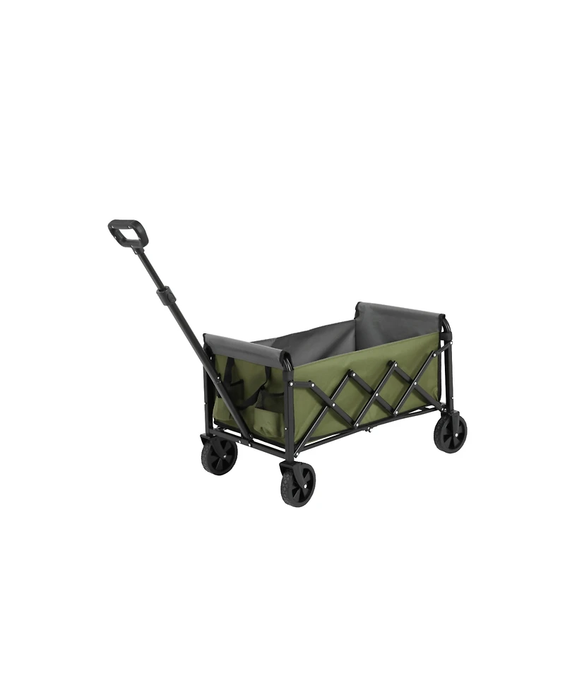 Folding Beach Wagon - Heavy Duty, Portable, Outdoor Cart - Army Green