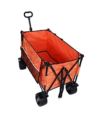 Heavy-Duty Folding Wagon Cart w/ Picnic Mat - Orange