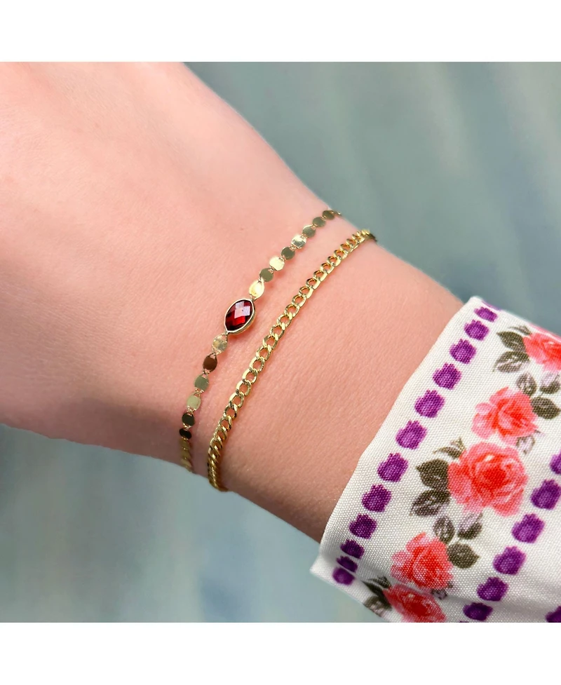 The Lovery Garnet Disco Chain Bracelet 14K Gold