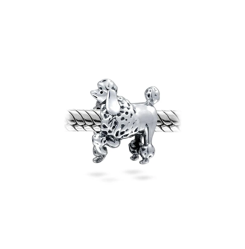 Bling Jewelry Poodle Dog Bead Charm for Animal Lover European Bracelet .925 Sterling Silver
