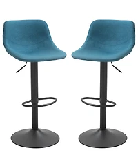 Set of 2 Adjustable Swivel Bar Stools with Backrest, Upholstered Counter Chairs for Kitchen Bar-The Pop Home