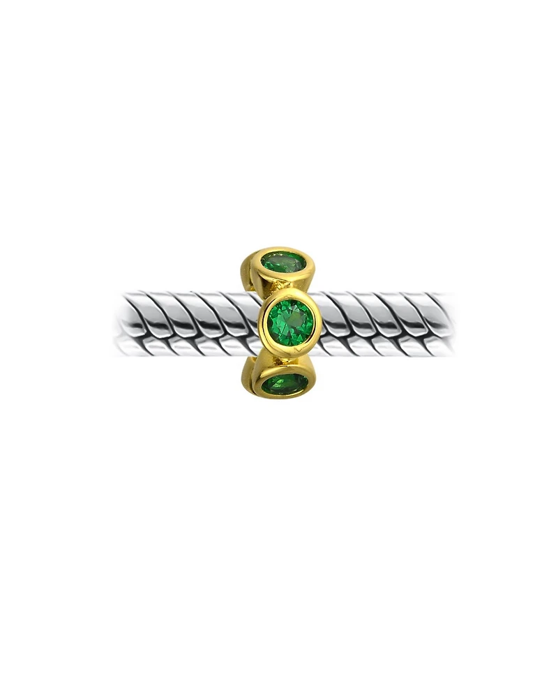 Bling Jewelry Cubic Zirconia Cz Spacer Charm Bead Gold Plated .925 Sterling Silver Fits European Bracelet