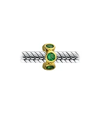 Bling Jewelry Cubic Zirconia Cz Spacer Charm Bead Gold Plated .925 Sterling Silver Fits European Bracelet