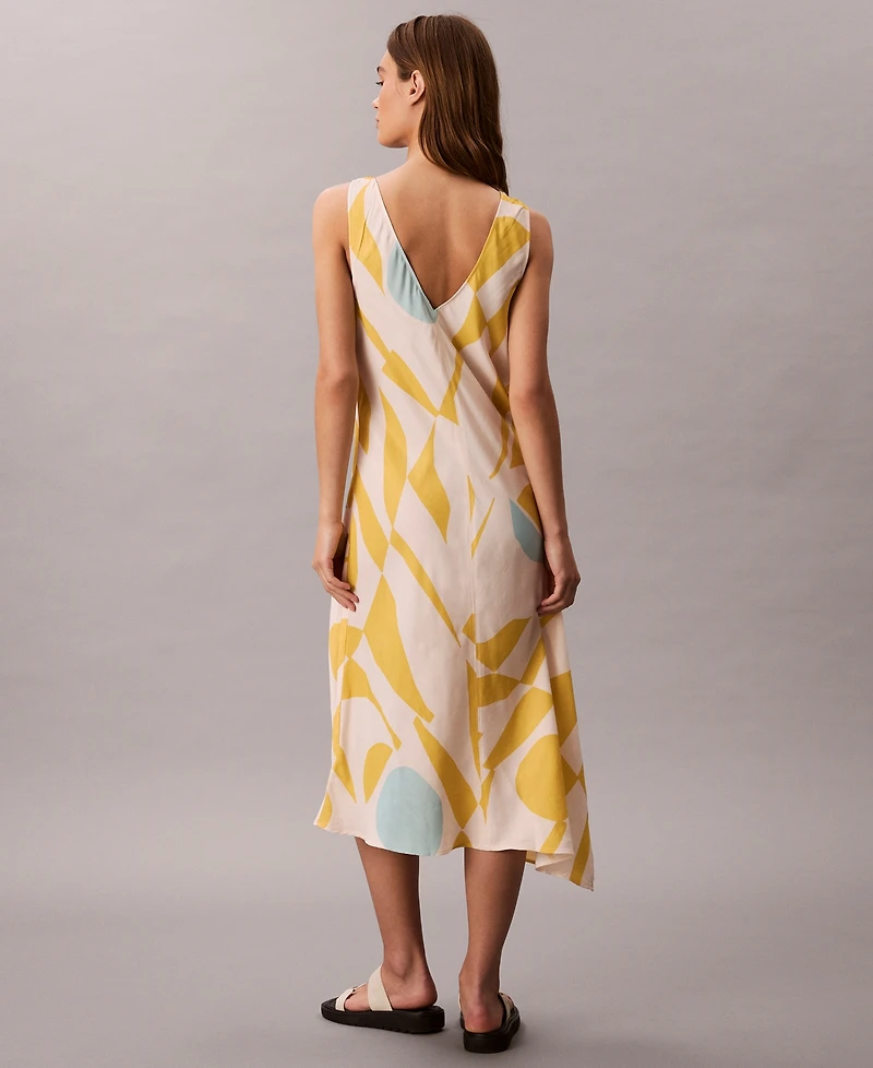 Calvin Klein Women's Geo-Print Asymmetrical-Hem Midi Dress