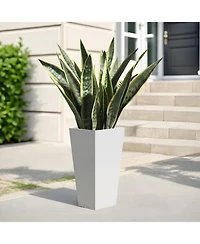 25" Metal Tapered Planter - White, Indoor/Outdoor