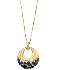 Effy Sapphire (2-1/3 ct. t.w.) & Diamond (1/6 ct. t.w.) 18" Pendant Necklace in 14k Yellow Gold
