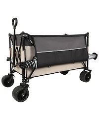 300L Folding Wagon Cart - Heavy Duty, All-Terrain, Khaki Gray
