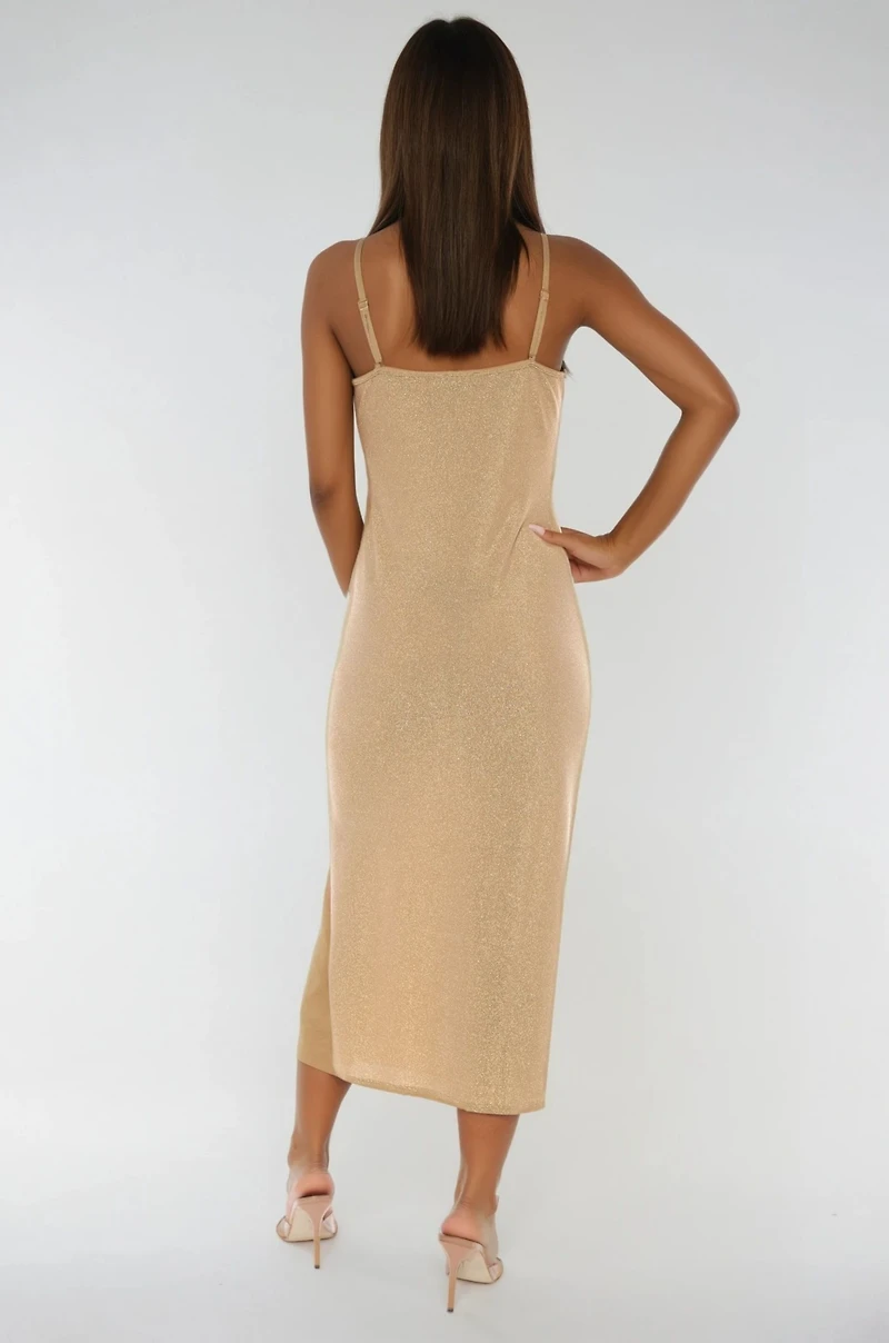 Bebe Women's Milan Metallic Bodycon Maxi Dress