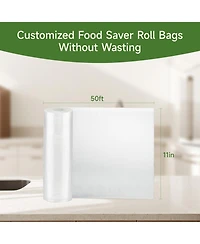 Bonsenkitchen Vacuum Sealer Bags, 11 in x 50 ft Rolls 2 Pack Seal Bags for Food Storage Saver, Bpa Free, Commercial Grade Textured Food Roll Bags, Cus