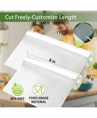 Bonsenkitchen Vacuum Sealer Rolls Bags, 6 Pack 3 Rolls 11" x 20' + 3 Rolls 8" x 20' Commercial Grade Bpa Free Bag Rolls, Durable Customized
