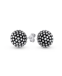 Bling Jewelry Traditional 10MM Caviar Drop Ball Earrings in Oxidized Sterling Silver
