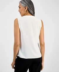 Kasper Petite Sleeveless Ruffle-Neck Blouse