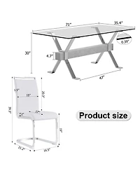 Streamdale Elegant Glass Dining Set with 6 Pu Chairs (71" x 35.4")
