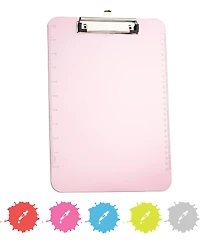 Plastic Clipboard Standard Pink, Translucent Low Profile Clip Board, Hangable Clipboard, 12.7” x 9”, Holds 100 Sheets, 1 Pc