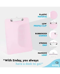 Plastic Clipboard Standard Pink, Translucent Low Profile Clip Board, Hangable Clipboard, 12.7” x 9”, Holds 100 Sheets, 1 Pc