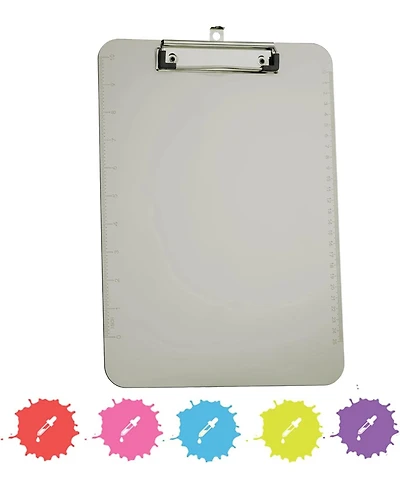 Plastic Clipboard Standard Pink, Translucent Low Profile Clip Board, Hangable Clipboard, 12.7” x 9”, Holds 100 Sheets, 1 Pc