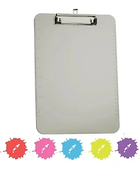Plastic Clipboard Standard Pink, Translucent Low Profile Clip Board, Hangable Clipboard, 12.7” x 9”, Holds 100 Sheets, 1 Pc