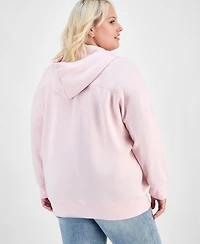 Hippie Rose Trendy Plus Zip-Front Drawstring Hoodie