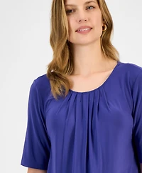 Kasper Women's Pleat Neck Knit Top, Regular & Petite