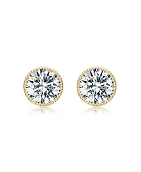 Round Bezel Set Clear Cubic Zirconia Stud Earrings