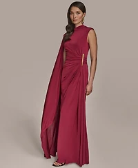 Donna Karan New York Women's Sleeveless Cape-Sleeve Asymmetrical Gown
