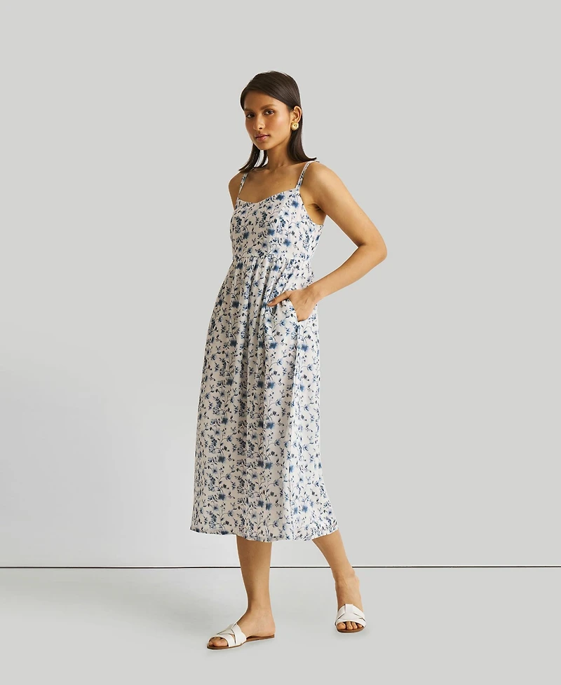 Strappy Gathered Midi Women's Dress