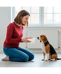 P.t. Supply Co. Abstract Bubble Shaped Stoneware Elevated Pet Bowl, Raised Ceramic Food & Water Dish for Dogs and Cats