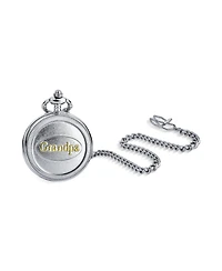 Bling Jewelry Skeleton Pocket Watch for Grandpa with Chain