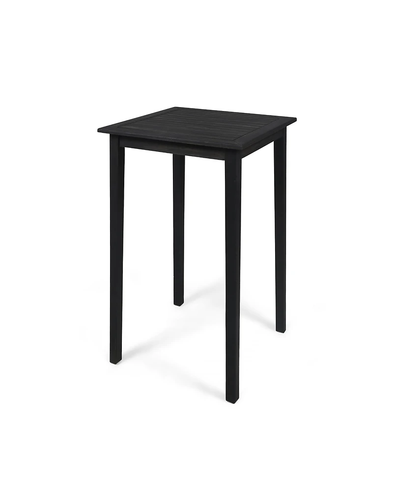 Outdoor Minimalist Acacia Wood Square Bar Table - Dark Gray