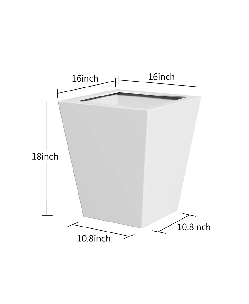 18" Metal Tapered Planter - Burnished White