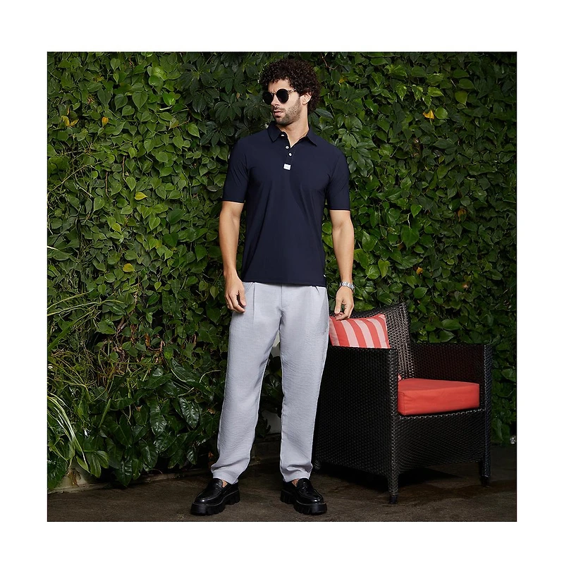 Campus Sutra Men's Navy Blue Seamless Waffle Polo T-Shirt