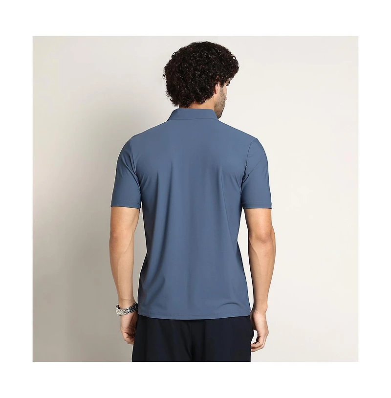 Campus Sutra Men's Steel Blue Seamless Waffle Polo T-Shirt
