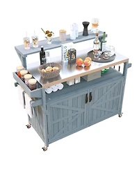 Outdoor Kitchen Island with Storage & Stainless Steel Top