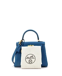 Pre-Owned Hermes Kelly 25 Handbag Blue Togo with Gold Hardware
