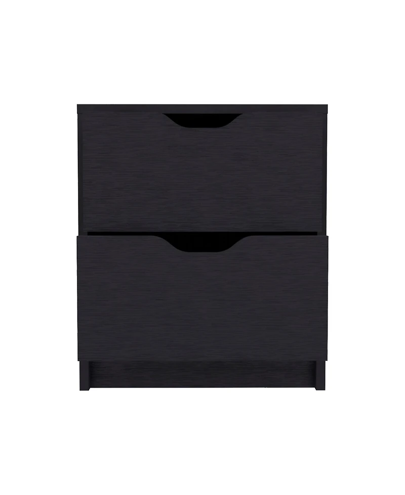 Contemporary Two-Drawer Faux Wood Nightstand with Smooth Glide Storage